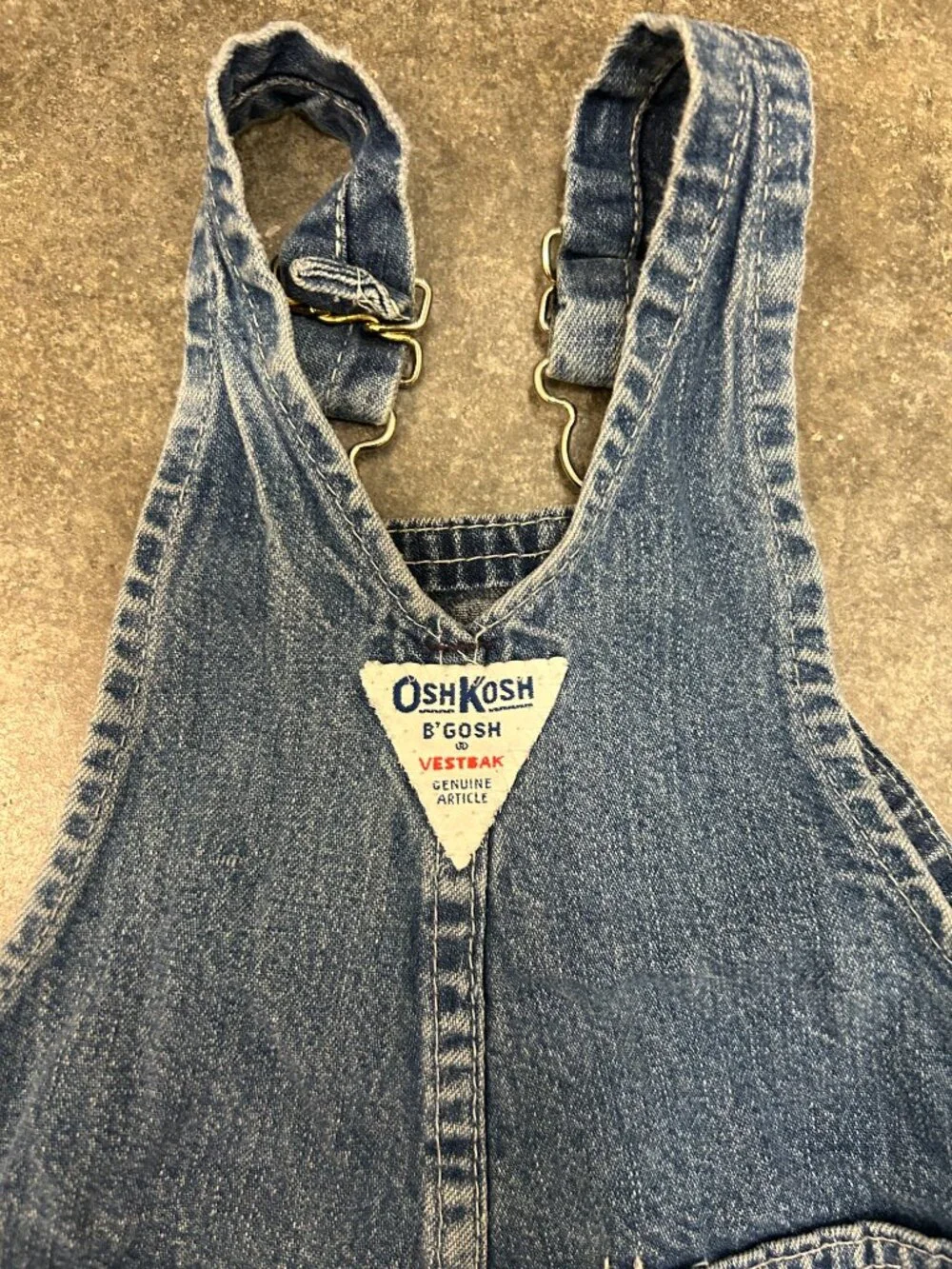 Vintage OshKosh B'Gosh Denim Overalls 12M Made in USA Baby Vestbak